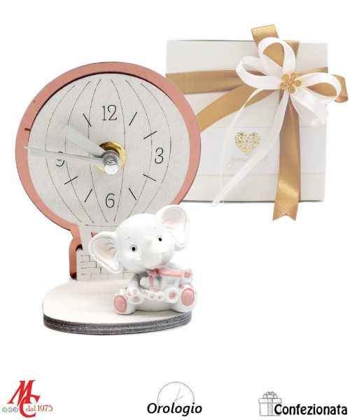 Bomboniera Orologio Elefantino Rosa