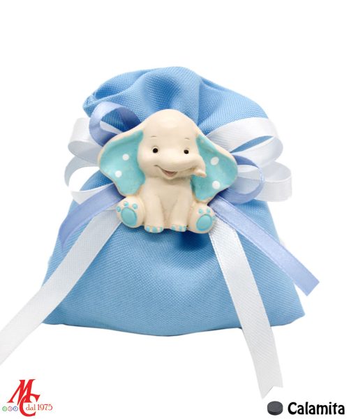 Sacchettino con Applicazione Magnete Elefantino Dumbo Celeste