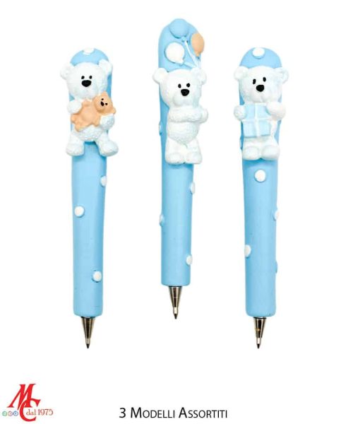 Bomboniera Penna con Orsetti Celeste