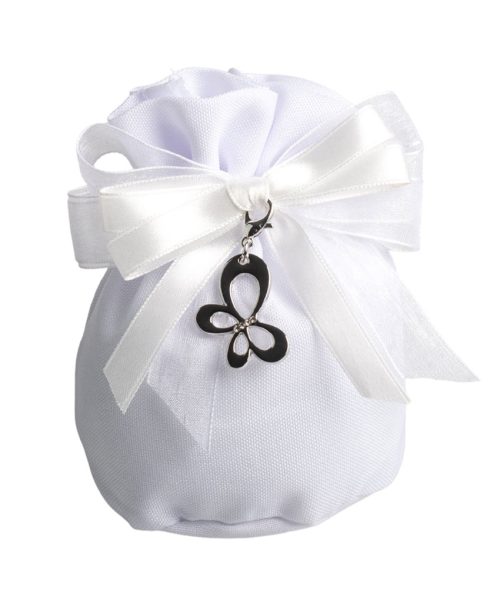 Sacchettone Bianco - Applicazione charm farfalla argentata