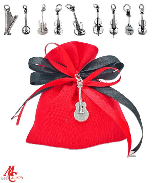 Bomboniera / Bustina: Sacchettino con Ciondolo Musicale - Vari Strumenti Musicali