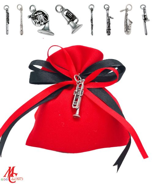 Bomboniera / Bustina: Sacchettino con Ciondolo Musicale - Vari Strumenti Musicali