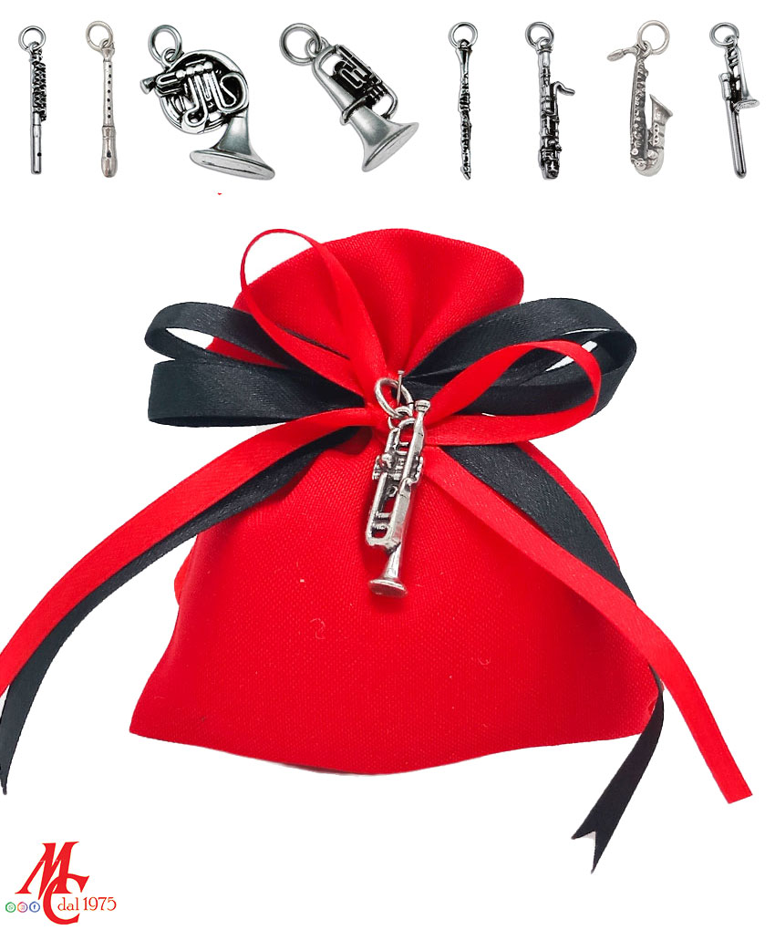 Bomboniera / Bustina: Sacchettino con Ciondolo Musicale - Vari Strumenti Musicali