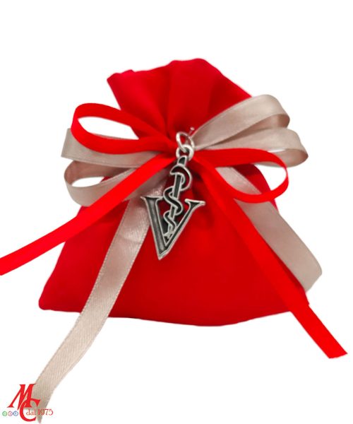 Bomboniere Laurea Veterinaria Ciondolo Caduceo con V in Argento