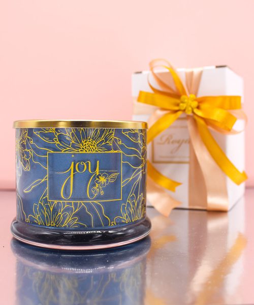 Bomboniera Candela Profumata con Contenitore in Vetro Nero e Coperchio Oro