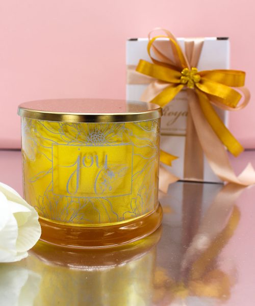 Bomboniera Candela Profumata con Contenitore in Vetro Oro