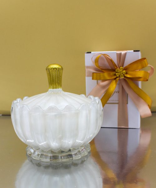 Bomboniera Candela Profumata Contenitore in Vetro Bianco