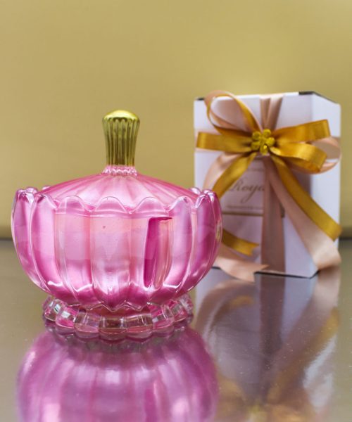 Bomboniera Candela Profumata Contenitore in Vetro Rosa