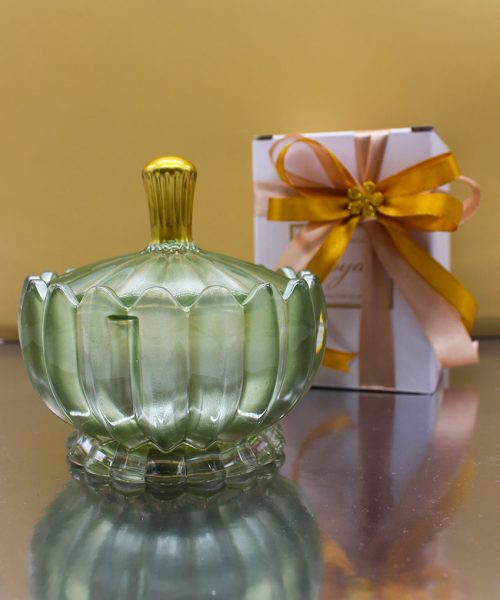 Bomboniera Candela Profumata Contenitore in Vetro Verde