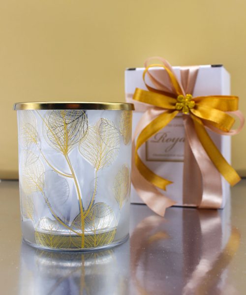 Bomboniera Candela Profumata con Contenitore in Vetro Decoro Floreale Botanic - Bianco