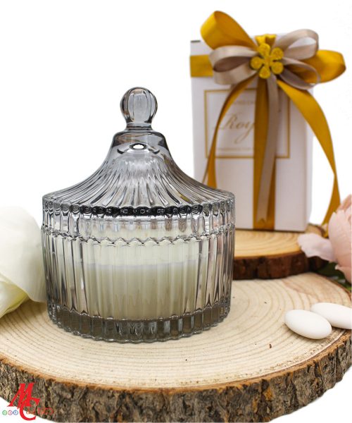 Bomboniera Candela con Contenitore in Vetro Nero - Completa di Confezione