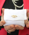 Bomboniera Sacchettino Borsetta con Cuori Oro e Strass