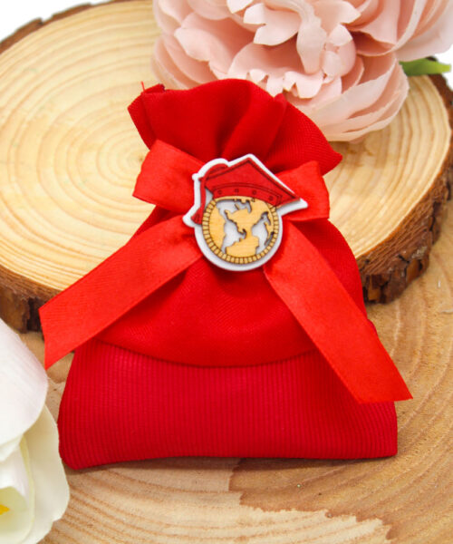 Bomboniera Sacchettino Laurea Globo Legno