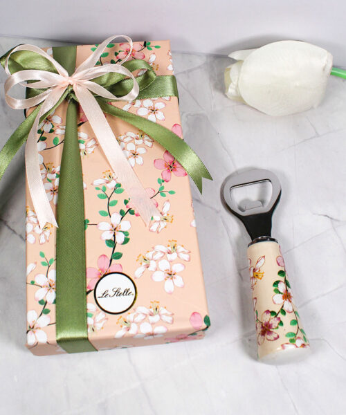 Bomboniera Apribottiglie Decoro Magnolia – Confezione Inclusa