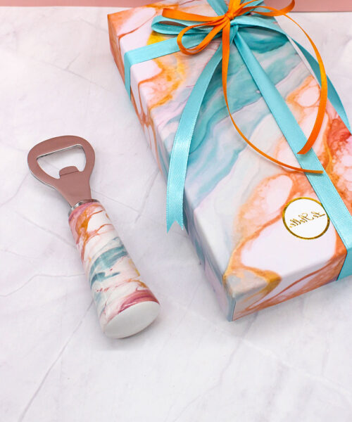 Bomboniera Apribottiglie Decoro Watercolor – Confezione Inclusa