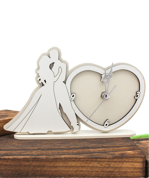 Bomboniera Economica Orologio Coppia Sposi in Legno Sabbia – Matrimonio