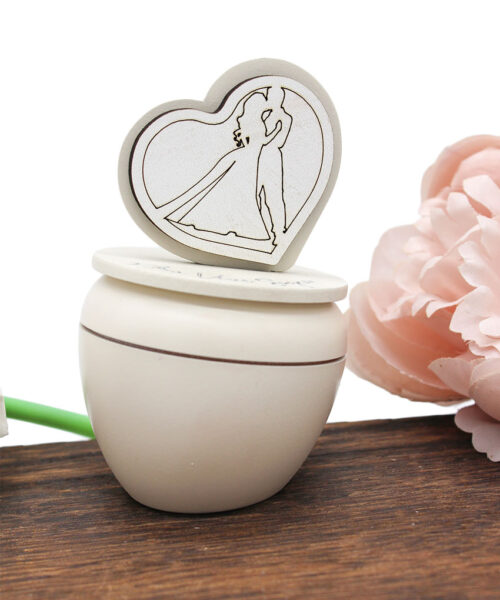 Bomboniera Matrimonio Economica – Scatolina Ovale Portacandela con Simbolo Sposi