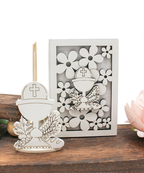 Bomboniera Set 2 Pezzi Vangelo e Profumatore con Calice Comunione