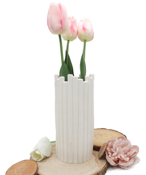 Vaso Raggi h.23cm in Resina Bianca – Firmato Gattinoni