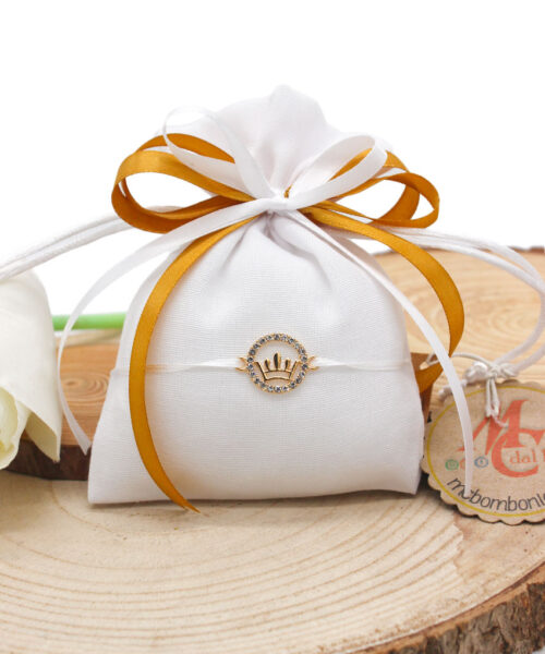 Bomboniera Bomboniera Sacchettino Coroncina Oro e Strass