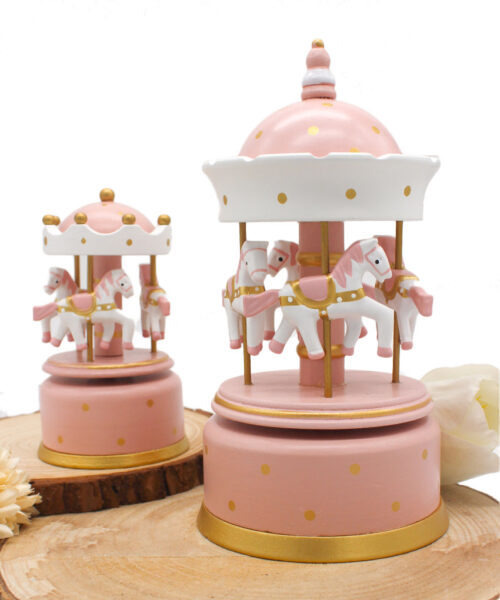 Bomboniera Carillon legno giostrina Rosa