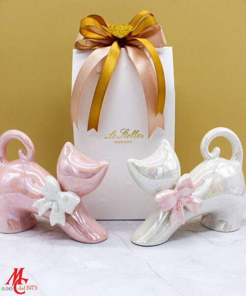 Bomboniera Gattino in Porcellana Bianco e Rosa