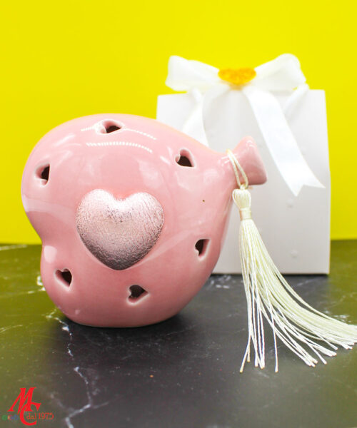 Bomboniera Cuore Balloon in Porcellana LED Rosa