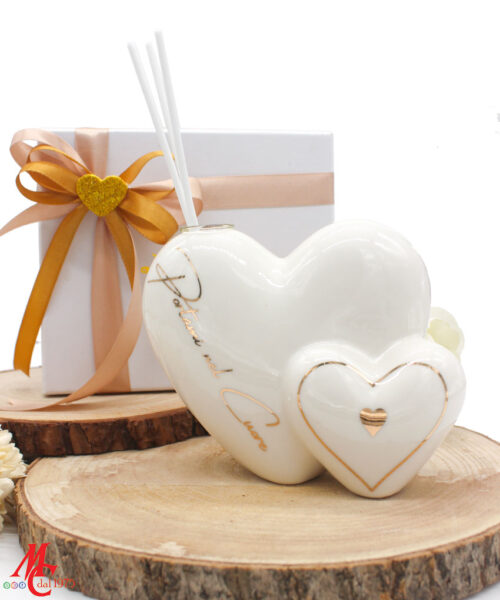 Bomboniera Profumatore Cuore in Porcellana Bianca – Confezione Inclusa
