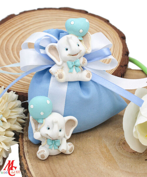 Bomboniera Elefantino in Resina Calamita Celeste