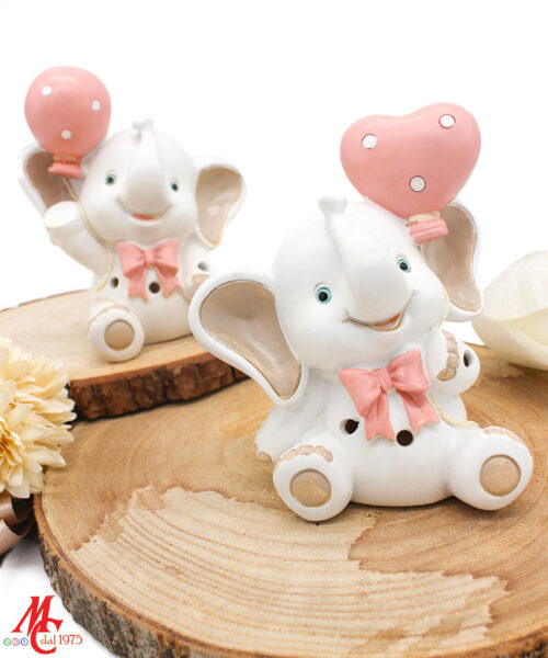 Bomboniera Elefantino in Resina con LED Rosa