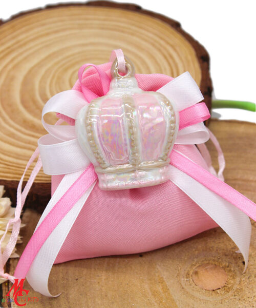 Bomboniera Appendino Calamita Corona Porcellana Rosa