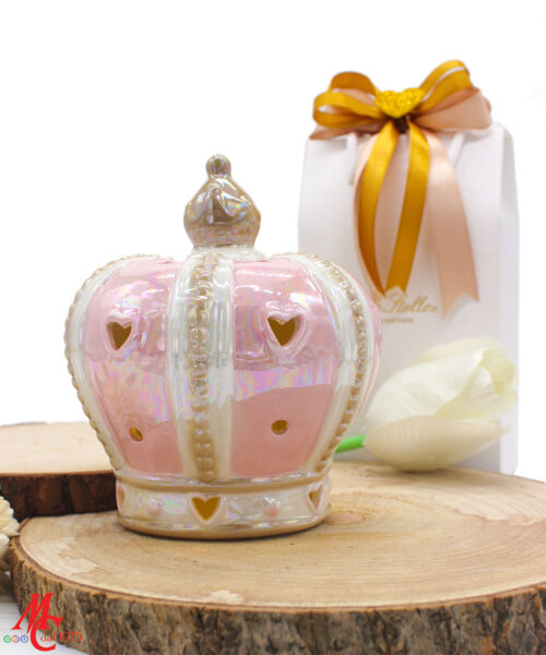 Bomboniera Corona Porcellana LED Rosa