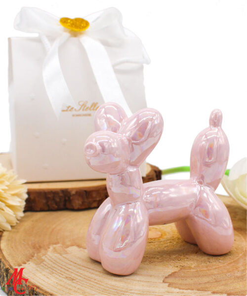 Bomboniera Cagnolino Balloon Porcellana Rosa
