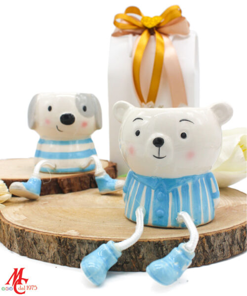 Bomboniera Candela Animali in Porcellana Celeste