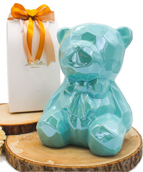 Bomboniera Salvadanaio Orsetto Porcellana Celeste