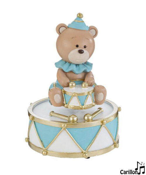 Bomboniera Carillon Orsetto in Resina Celeste