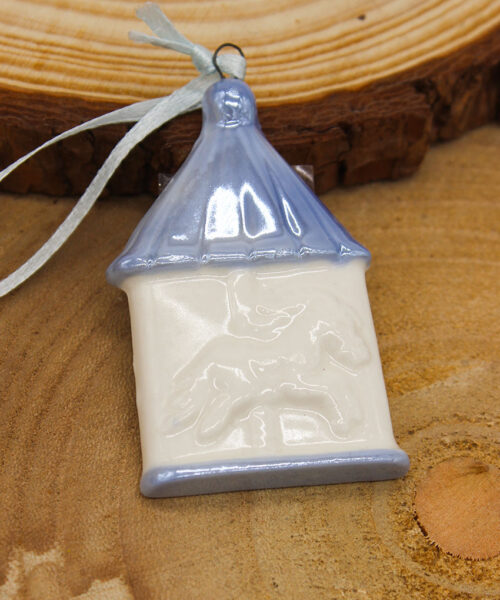 Bomboniera Appendino Calamita Giostrina in Porcellana Celeste