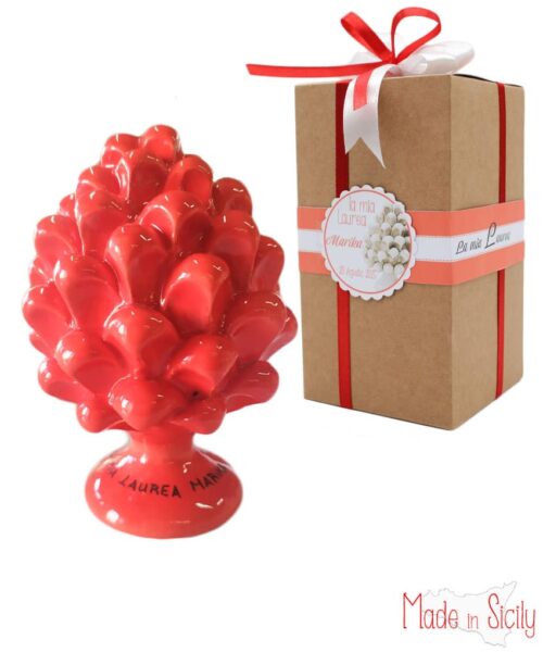 Bomboniera - Pigna Rossa - Personalizzata - Altezza 10cm