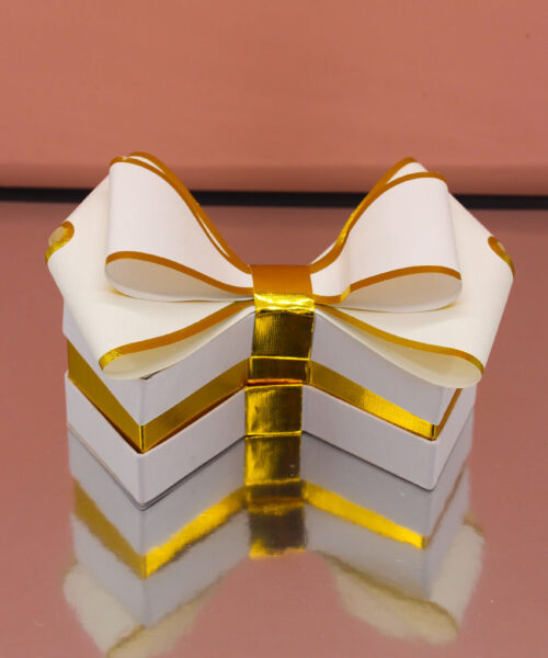 Bomboniera Scatola Degustazione Fiocco Bianca e Oro