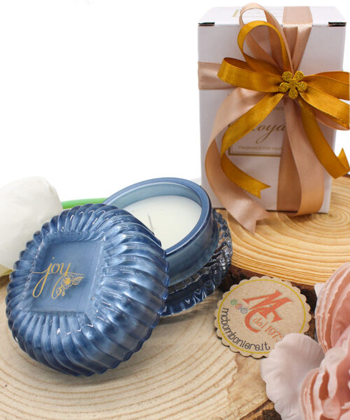 Bomboniera Candela Profumata in Vetro con Coperchio – Celeste