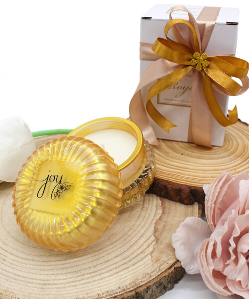 Bomboniera Candela Profumata in Vetro Oro