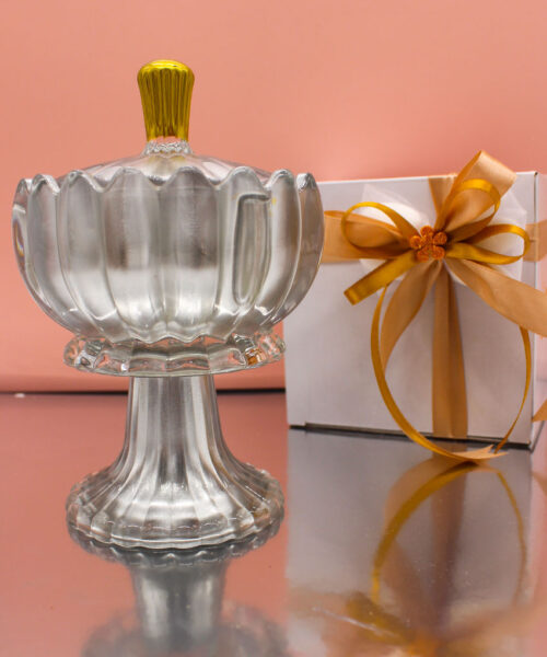 Bomboniera Candela Profumata con Alzatina in Vetro - Argento