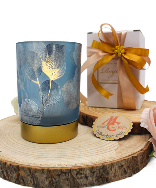 Bomboniera Lampada in Vetro Blu Botanic – Eleganza per Ogni Evento