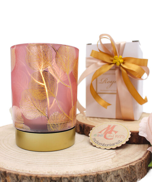 Bomboniera Lampada in Vetro Rosa Botanic – Eleganza per Ogni Evento