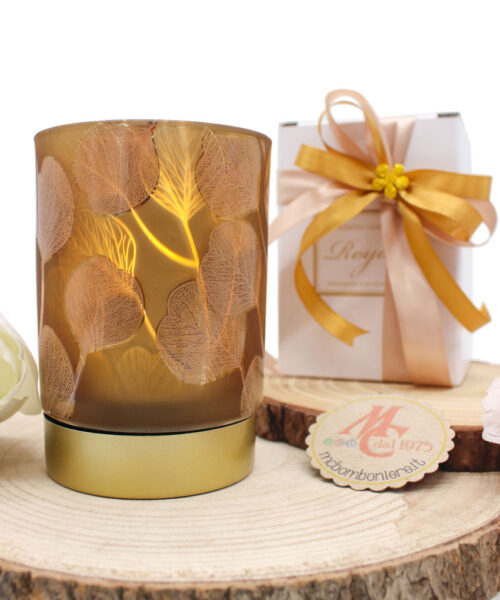 Bomboniera Lampada in Vetro Tortora Botanic – Eleganza per Ogni Evento