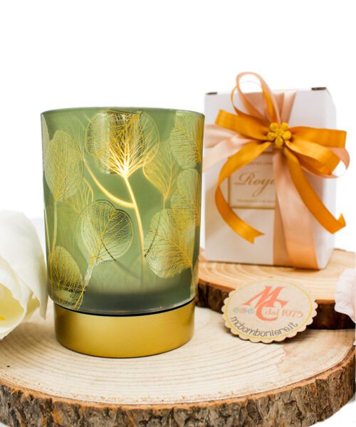 Bomboniera Lampada in Vetro Verde Botanic – Eleganza per Ogni Evento