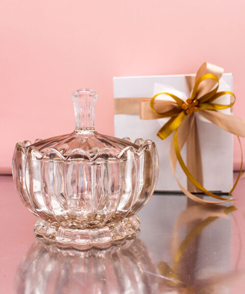 Bomboniera Scatola in Vetro Tortora con Coperchio