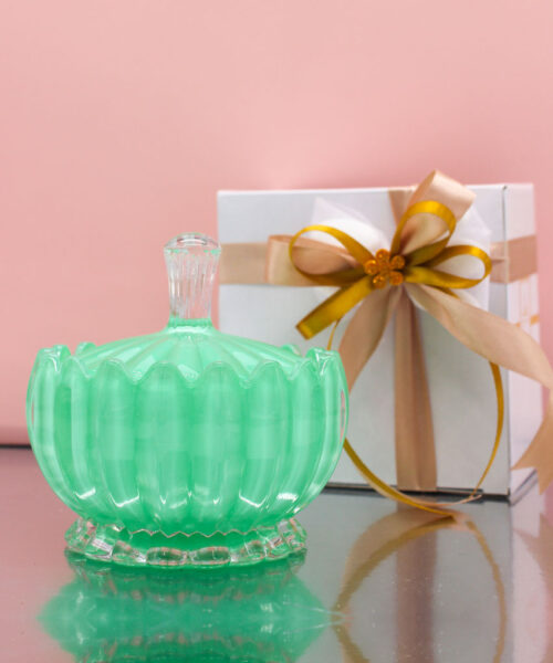 Bomboniera Scatola in Vetro Verde con Coperchio