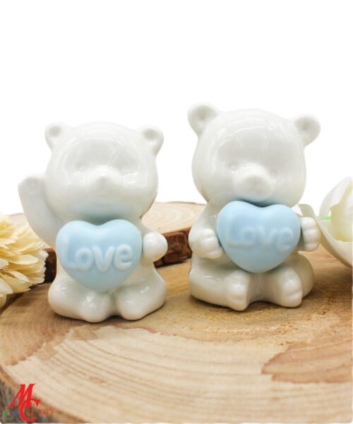 Bomboniera Orsetto Cuore Porcellana Celeste