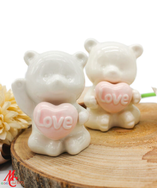 Bomboniera Orsetto Cuore Porcellana Rosa